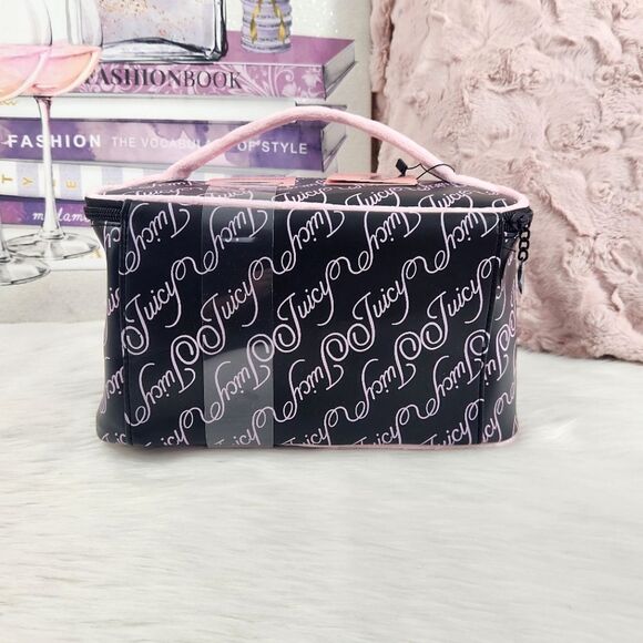 {Juicy Couture} Pink and Black Train Case Bag Set - Picture 5 of 5